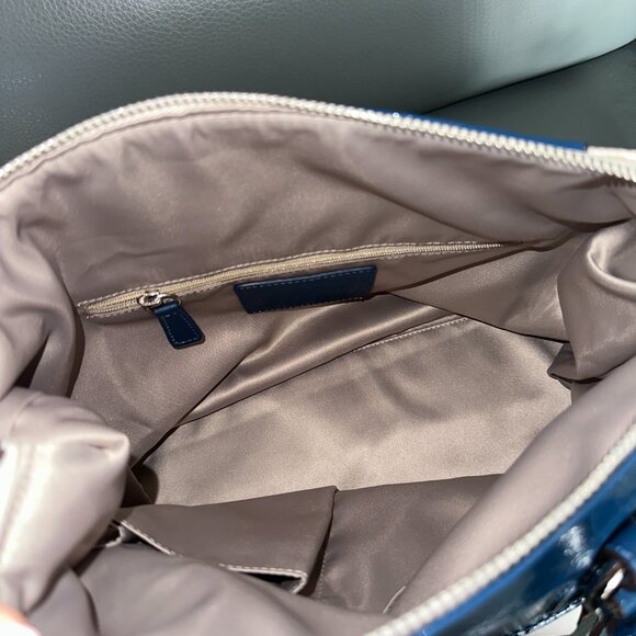 🆕 COACH Y2K Ashley Dotted OP ART Satchel Light Khaki / Cobalt Blue - Picture 3 of 4